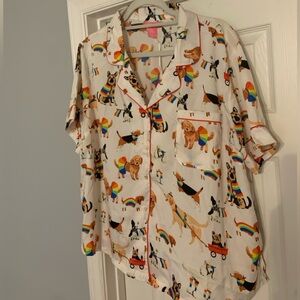 NWT, button down pajama set with dogs